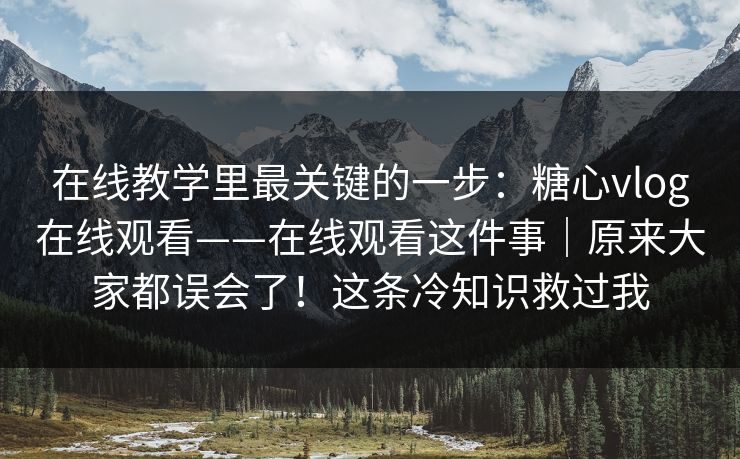 在线教学里最关键的一步：糖心vlog在线观看——在线观看这件事｜原来大家都误会了！这条冷知识救过我